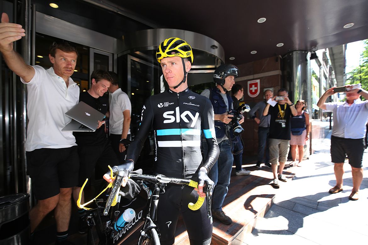 Chris Froome (Sky) heads out for his ride