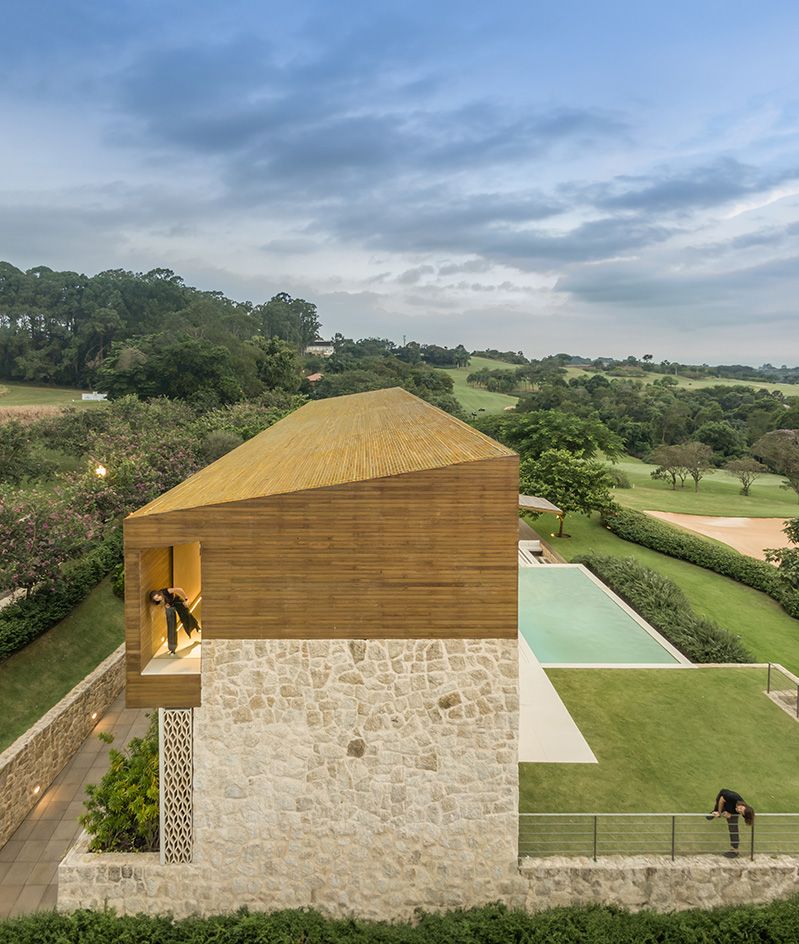 Casa Boa Vista exterior from the air showing irregular rooflines