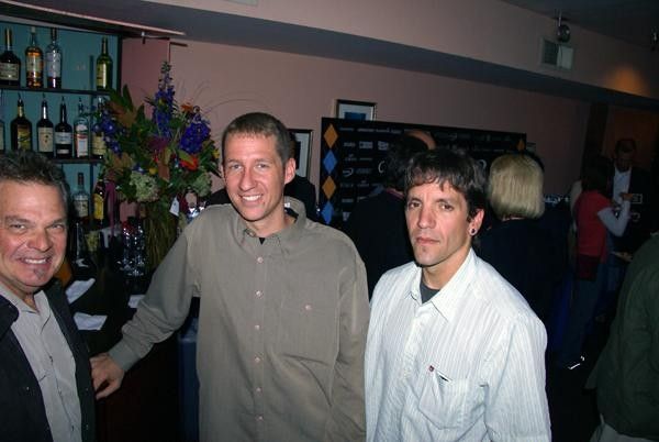 Dave Koesel and Ty Buckenberger of Felt Bicycles mingle with the Slipstream crowd.