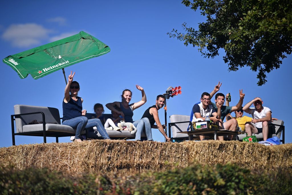 Spectators wait for the riders during the 11th stage of the 107th edition of the Tour de France cycling race 167 km between Chatelaillon Plage and Poitiers on September 9 2020 Photo by AnneChristine POUJOULAT AFP Photo by ANNECHRISTINE POUJOULATAFP via Getty Images