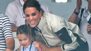 Princess Charlotte and Catherine, Duchess of Cambridge attend the presentation following the King's Cup Regatta on August 08, 2019 in Cowes, England