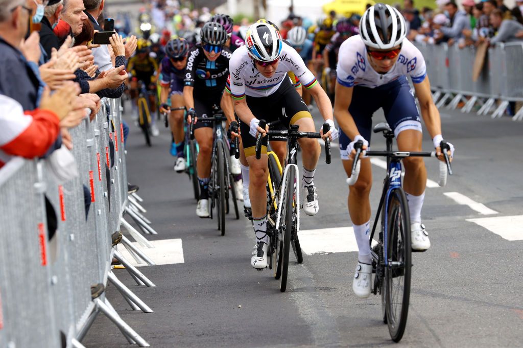 LANDERNEAU FRANCE JUNE 26 Anna Van Der Breggen of Netherlands and Team SD Worx during the 8th La Course By Le Tour De France 2021 a 1077km race from Brest to Landerneau Cte De La Fosse Aux Loups 176m LaCourse LeTour TDF2021 UCIWWT on June 26 2021 in Landerneau France Photo by Tim de WaeleGetty Images