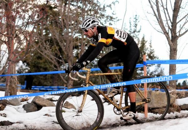 Aaron Bradford (Specialized-On Site Ultrasound) riding a gap in the snow.