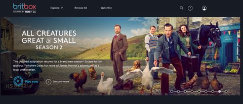 Britbox desktop homepage