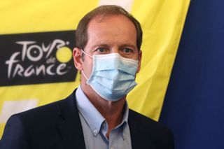 Tour de France director Christian Prudhomme wearing a face mask arrives for a press conference to present sanitary measures over the COVID19 novel coronavirus pandemic put in place for the start of the 107th edition of the Tour De France cycling race in the French Riviera city of Nice on August 19 2020 The 2020 edition of the Tour de France kicks off in Nice on August 29 and runs to September 20 postponed from June 27 to July 19 due to the coronavirus pandemic Photo by Valery HACHE AFP Photo by VALERY HACHEAFP via Getty Images