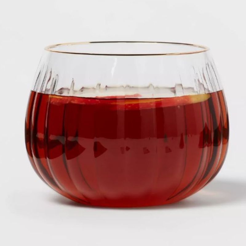 A pumpkin-shaped clear acrylic punch cup is one of the best Target fall decor items.