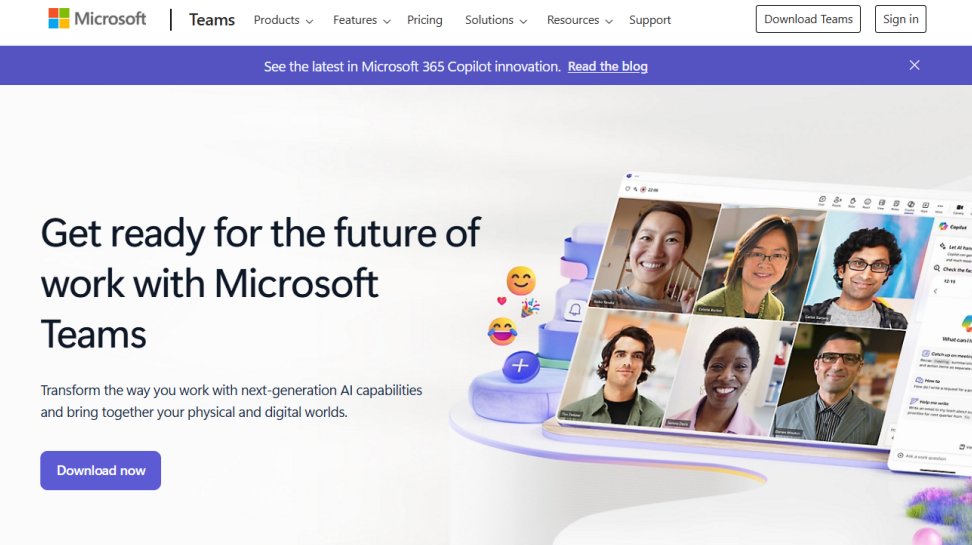 Microsoft Teams website screenshot (May 2025)