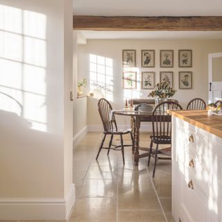 country kitchen with open-plan dining area