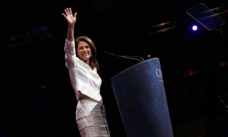 Rep. Michele Bachmann (R-Minn.) speaks at the Conservative Political Action Conference in February: A Democratic poll suggests that Bachmann is in danger of losing her congressional seat.