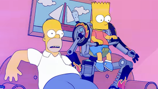 Bart and Homer sitting on the couch