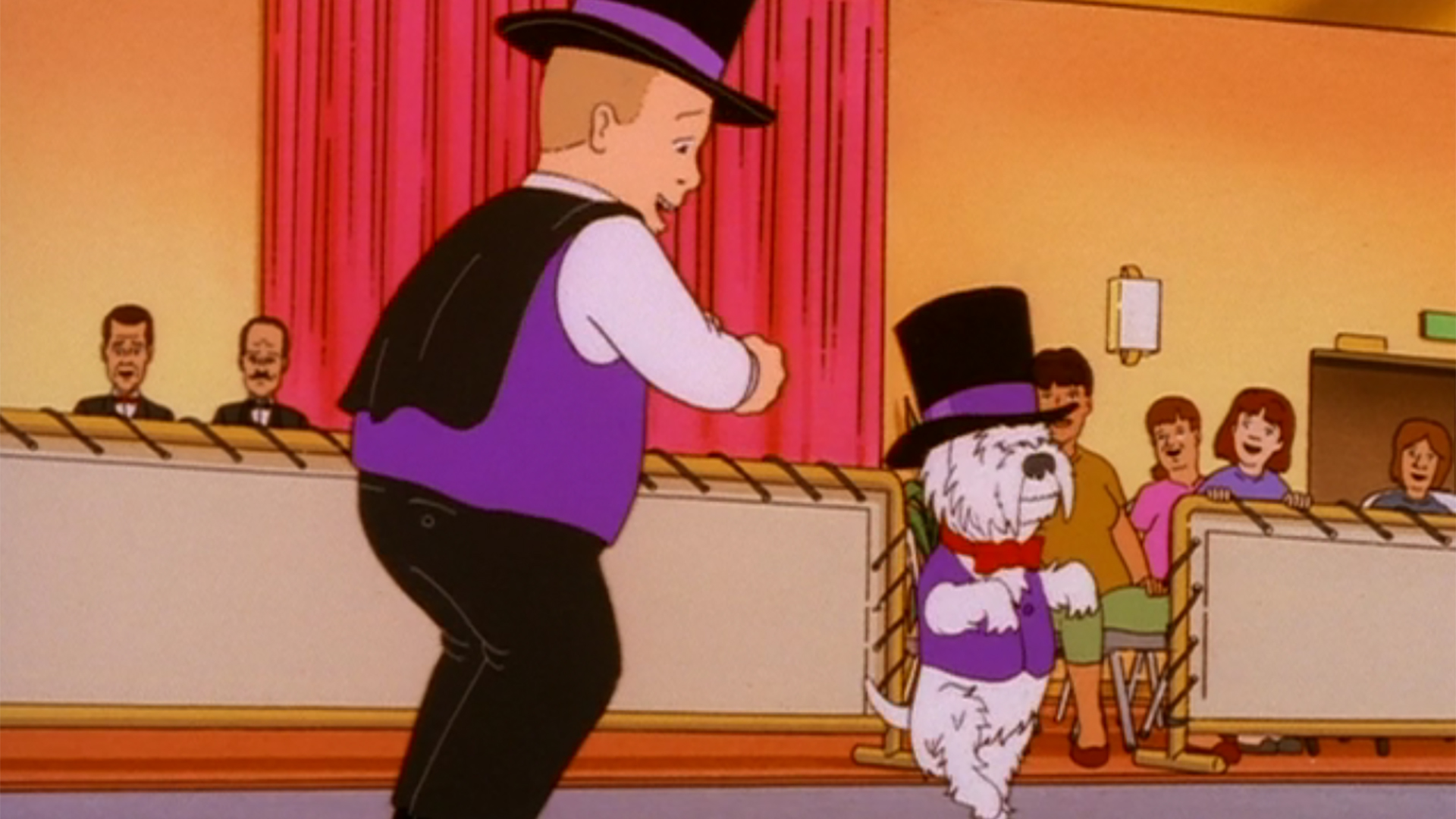 Bobby (Pamela Adlon) dancing with a dog in King of the Hill