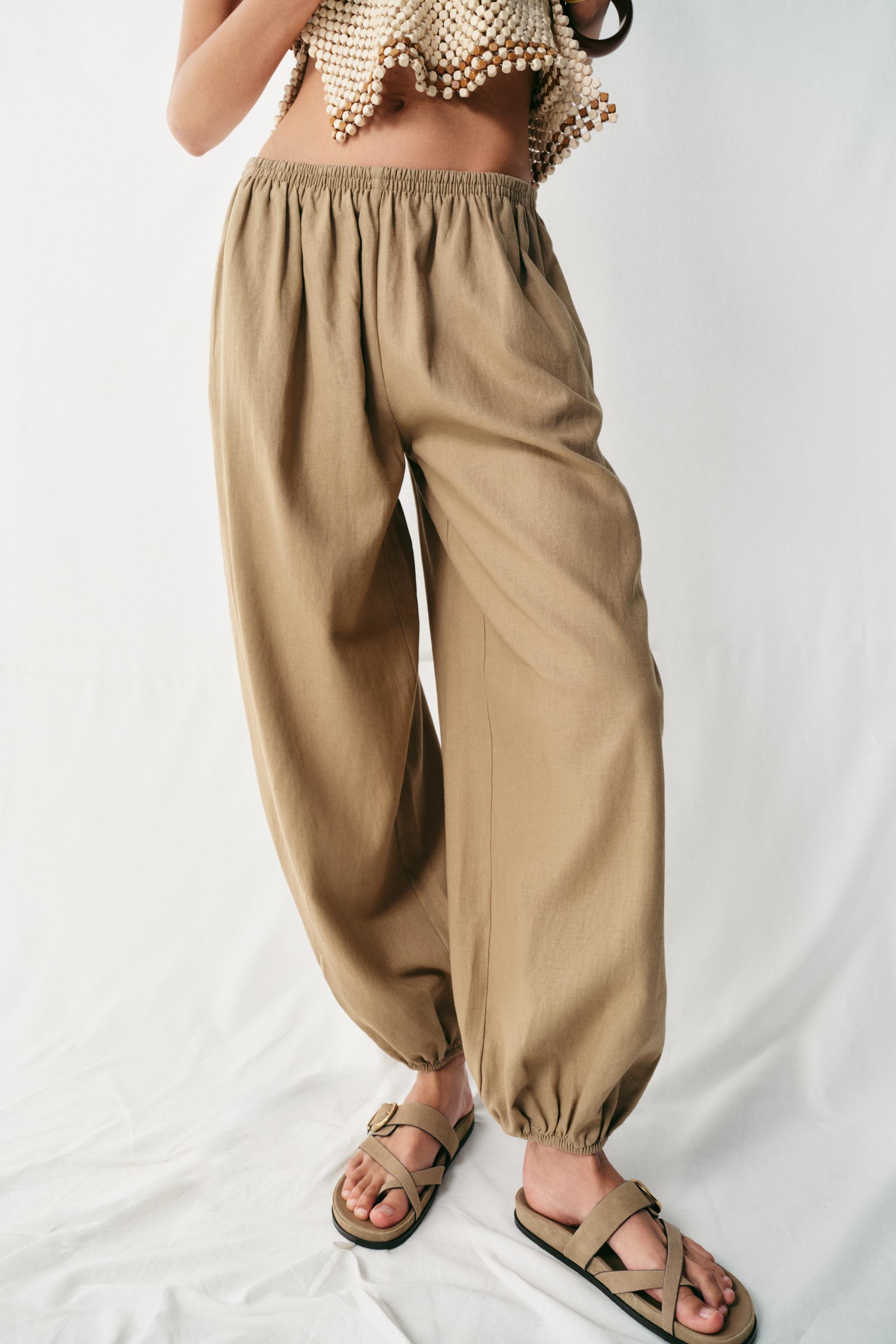 Linen Balloon Pants - Sand - Xs
