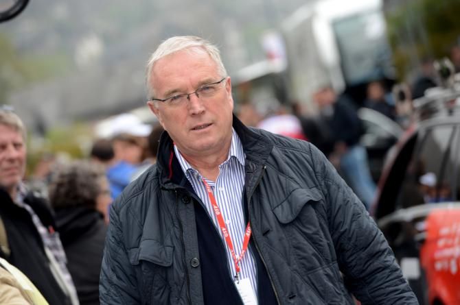 UCI President Pat McQuaid was on hand to see the riders off