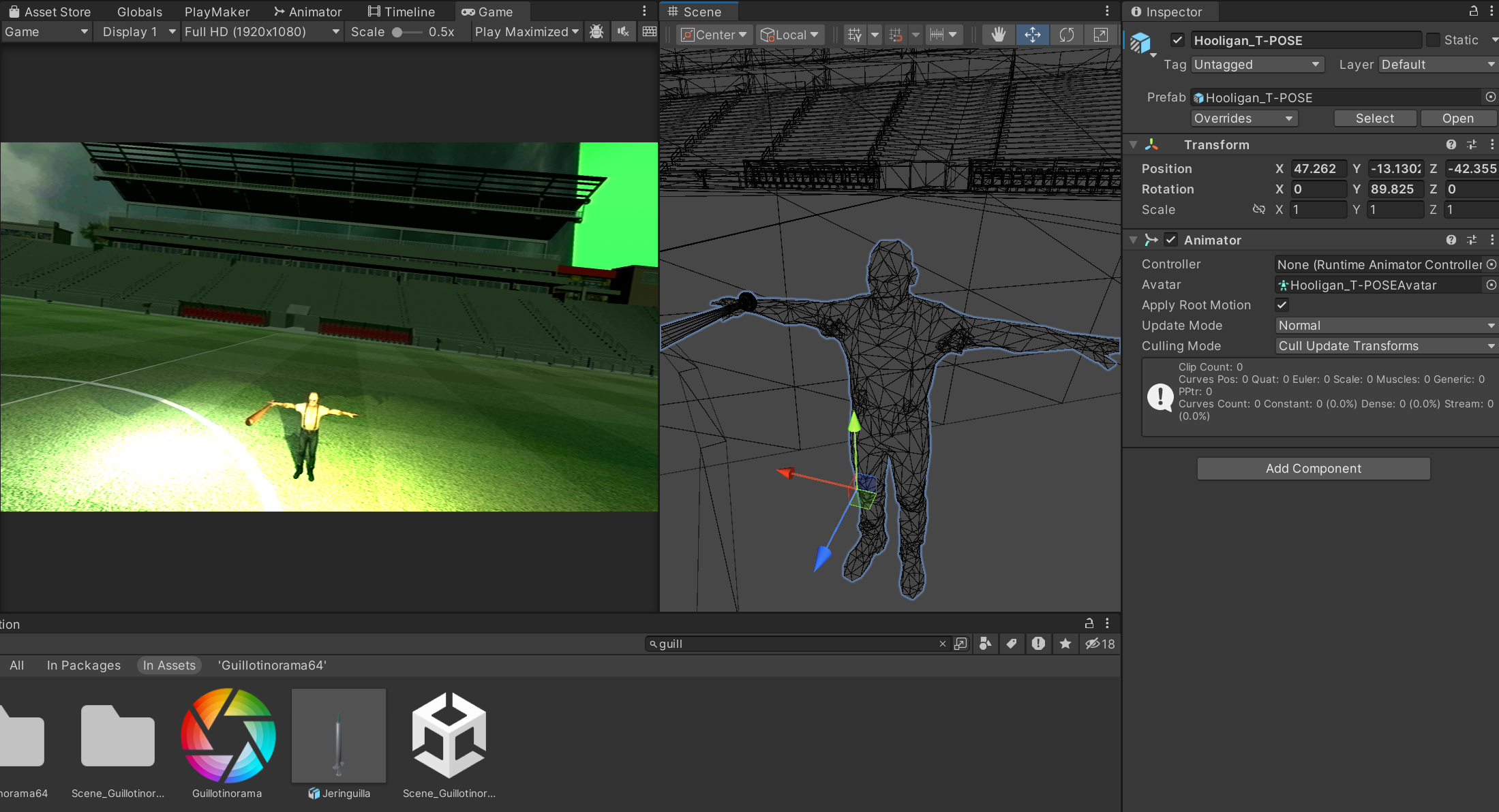 Screens of an indie horror football game