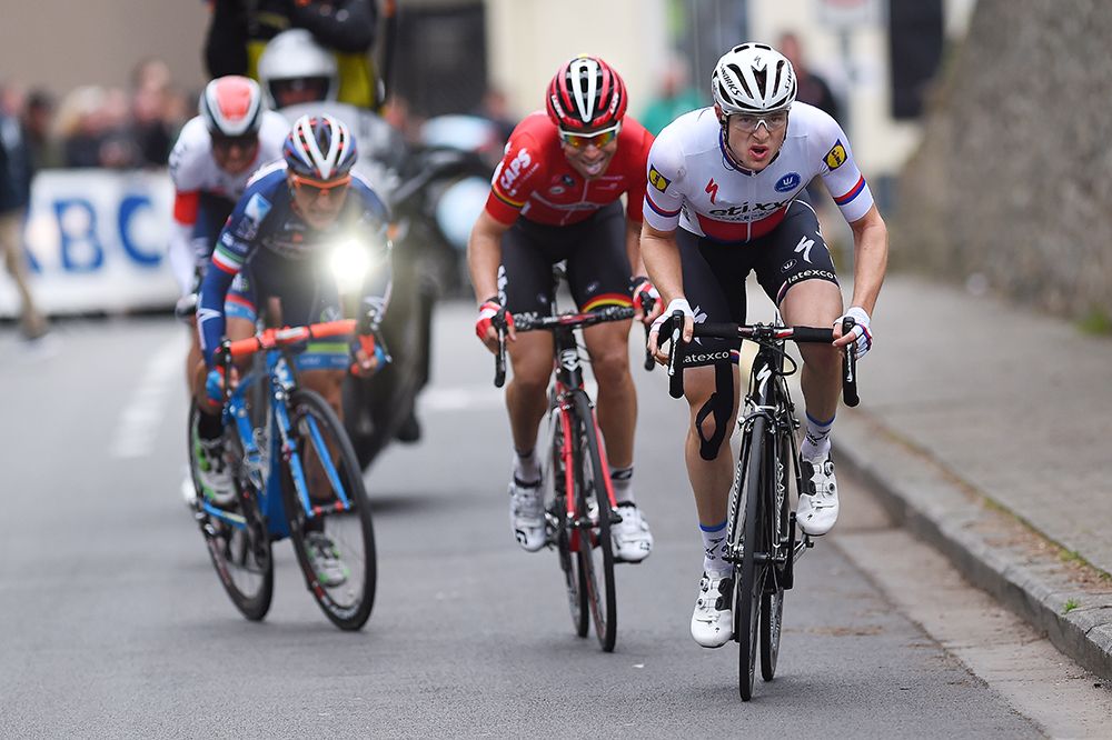 Petr Vakoc (Etixx-Quickstep) attacks on the final climb