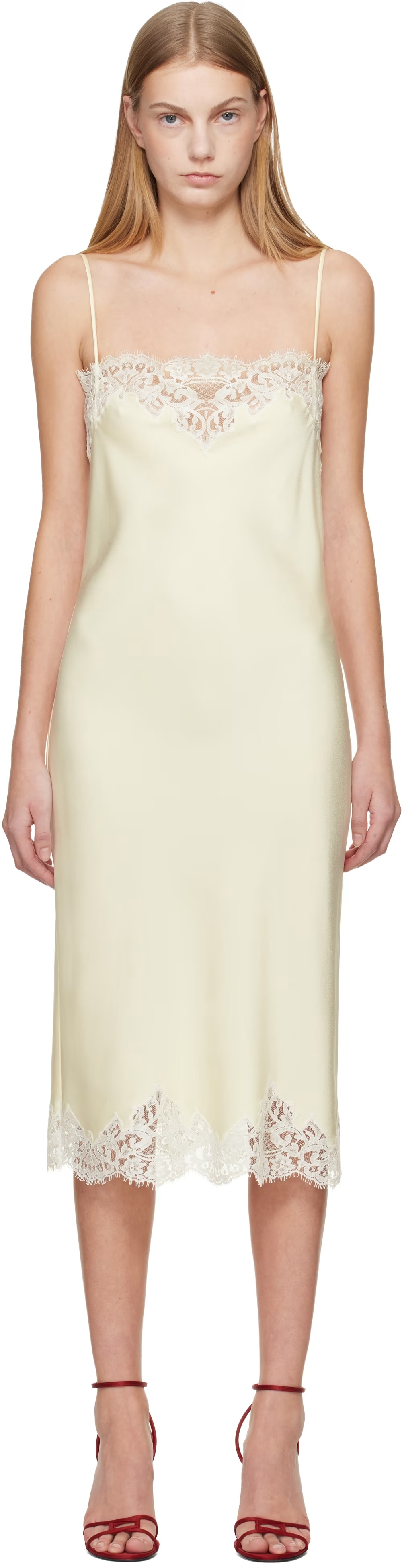 Stella McCartney, Sleeveless Lace Satin Midi Dress