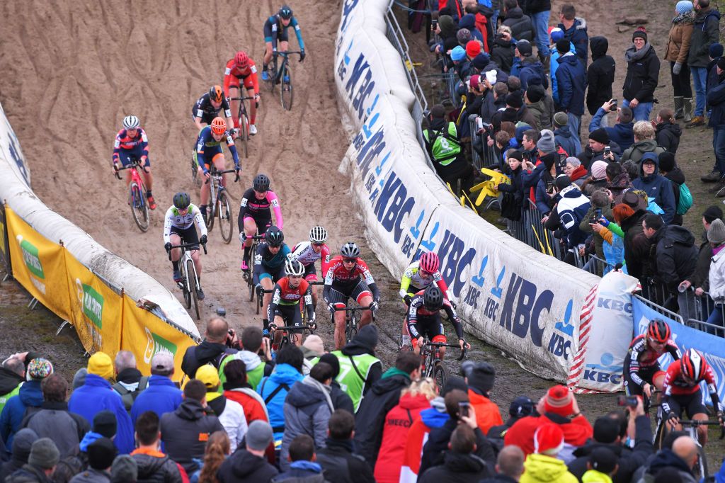 ZONHOVEN BELGIUM DECEMBER 08 Pelton Fans Public Mud Detail View during the 24th Superprestige Zonhoven 2019 Women Elite superprestige zonhoven TelenetSuperprestige on December 08 2019 in Zonhoven Belgium Photo by Luc ClaessenGetty Images