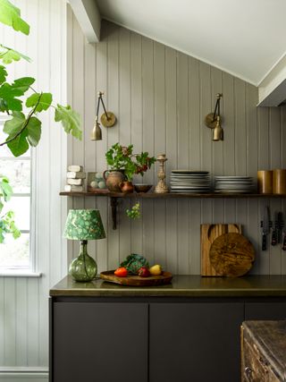 relaxed light fittings in a small vaulted kitchen