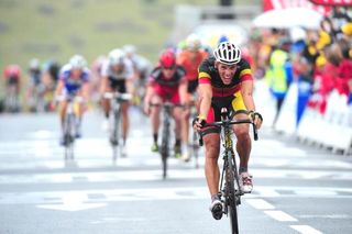 Philippe Gilbert (Omega Pharma-Lotto) made a late drive to finish second.