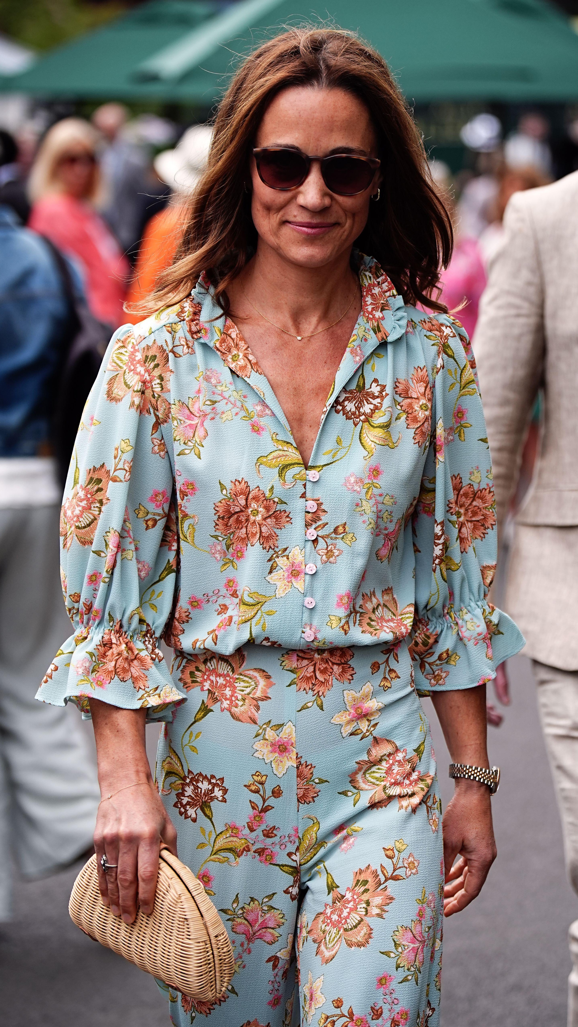 A close up picture showing Pippa Middleton arriving on day twelve of the 2024 Wimbledon Championships