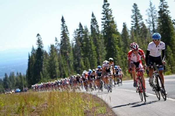 The group makes its way up to the first KOM.
