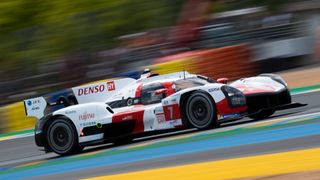 Toyota Gazoo Racing Toyota GR010 Hybrid of Mike Conway, Kamui Kobayashi, and Jose Maria Lopez in action at Le Mans 24