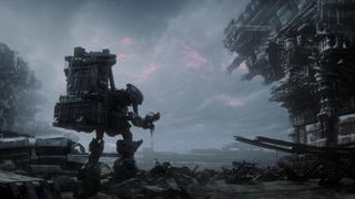 Armored Core 6 a mech looks out over a ruined world