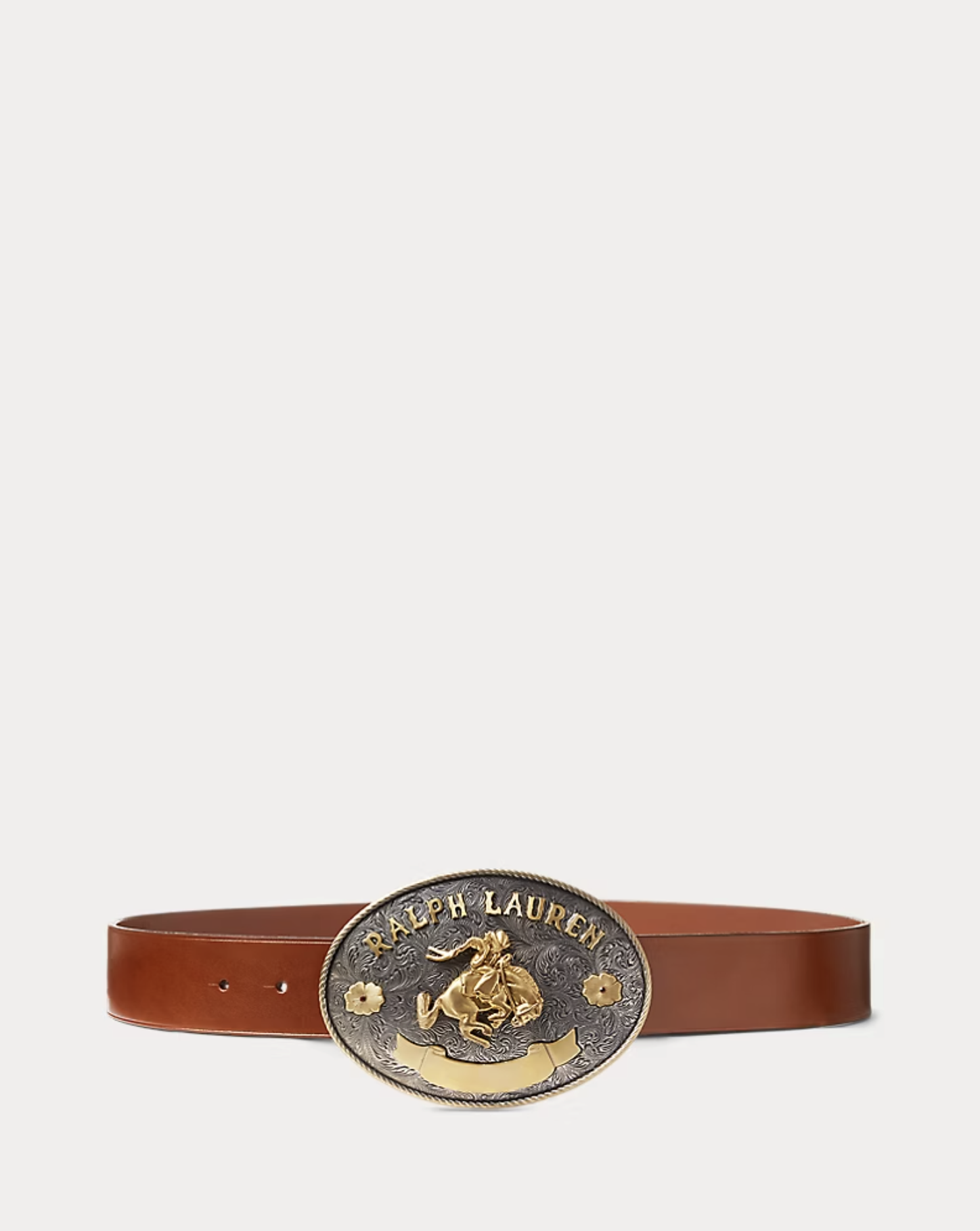 RALPH LAUREN, Rodeo-Buckle Vachetta Leather Wide Belt