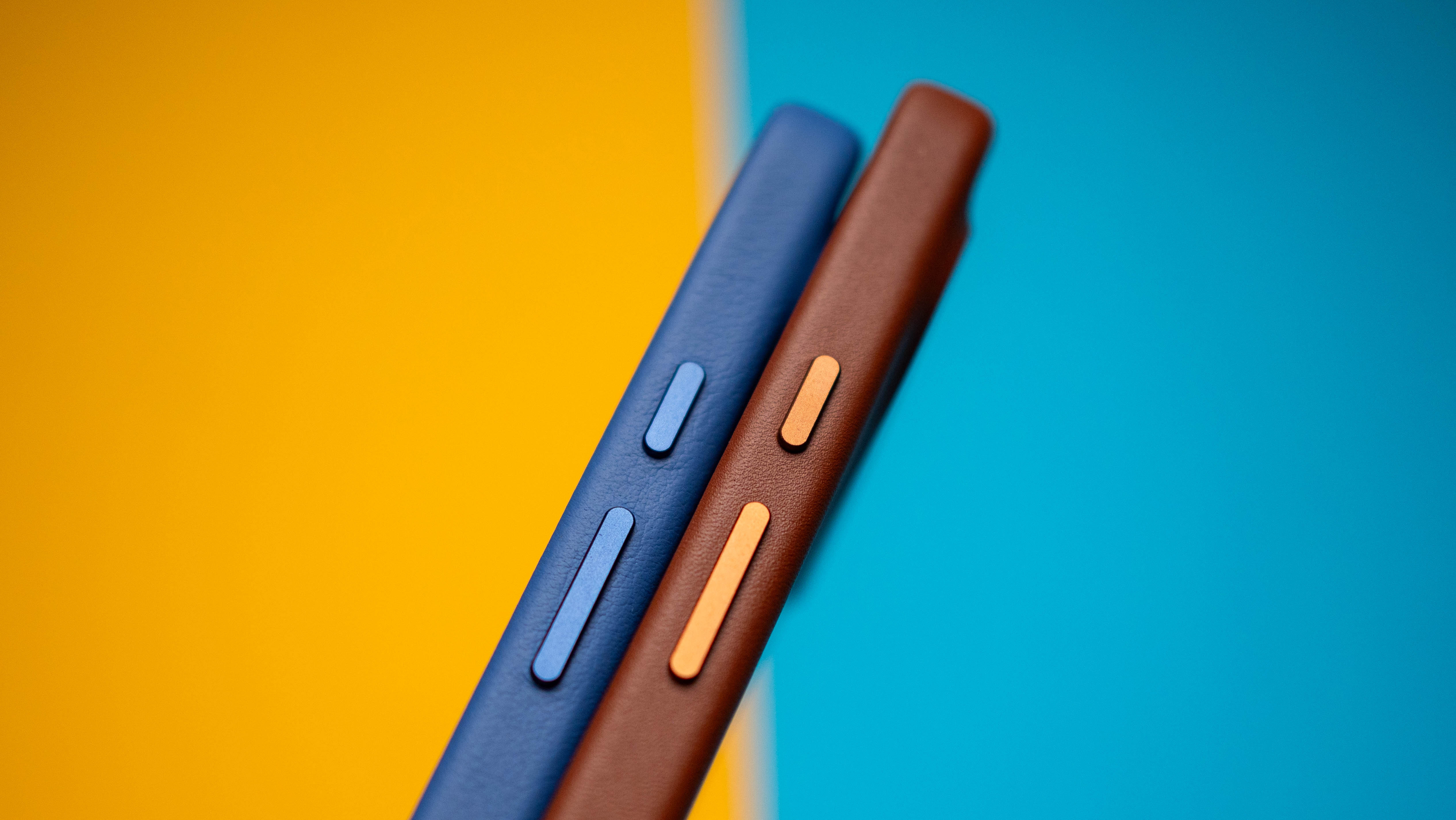 Bellroy Pixel 10 Leather Case against colorful backgrounds on Android Central