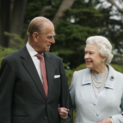 hampshire, england undated in this image, made available november 18, 2007, hm the queen elizabeth ii and prince philip, the duke of edinburgh re visit broadlands, to mark their diamond wedding anniversary on november 20 the royals spent their wedding night at broadlands in hampshire in november 1947, the former home of prince philips uncle, earl mountbatten photo by tim grahamgetty images