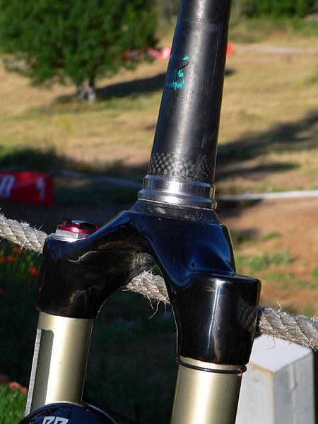 The FutureShock S120 fork marks the first time a carbon fiber crown and steerer has been used on a longer-travel trail bike fork.