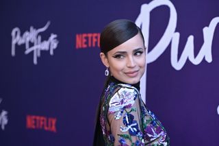 Sofia Carson attends Netflix Purple Hearts special screening at The Bay Theater
