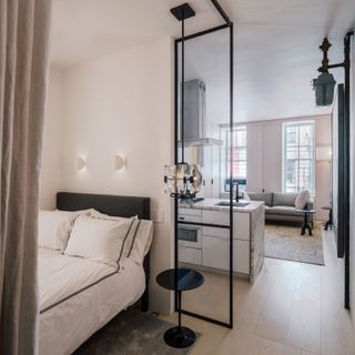 a studio apartment with luxury finishes