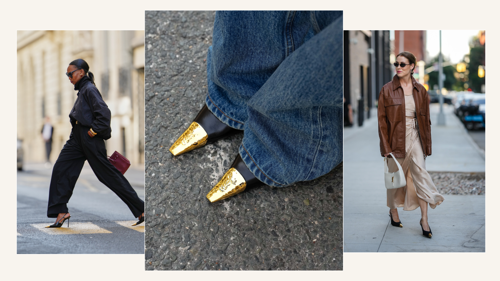 Metal toe cap heels collage