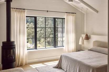 A bedroom in neutral tones