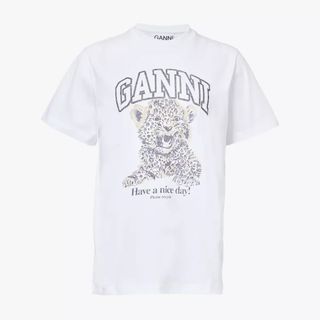 Cut out image of Ganni tshirt with a leopard cub design