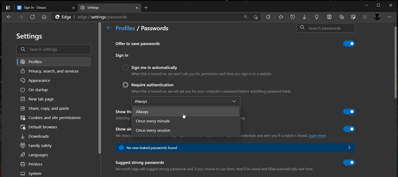 Edge Canary Authentication