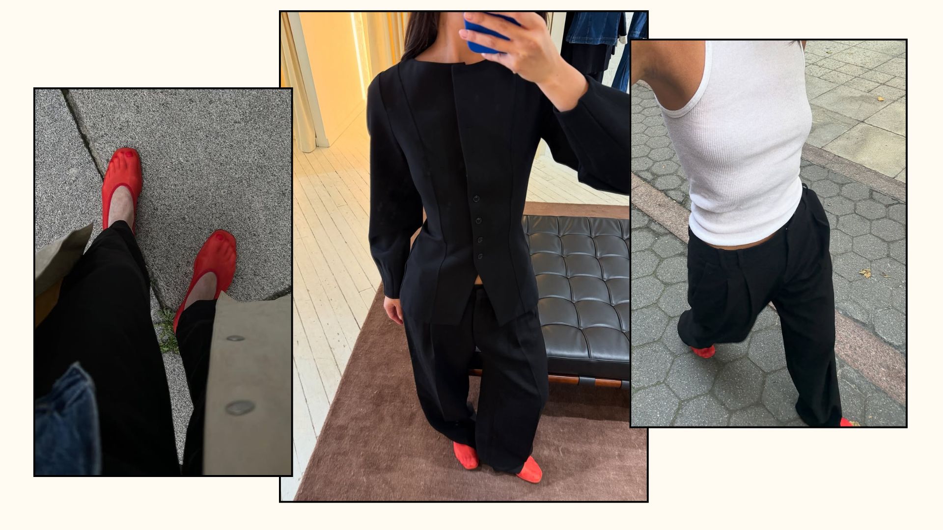 @ruerodier, @mimixn wear red mesh flats