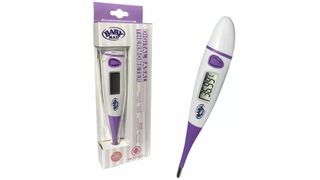purple and white thermometer