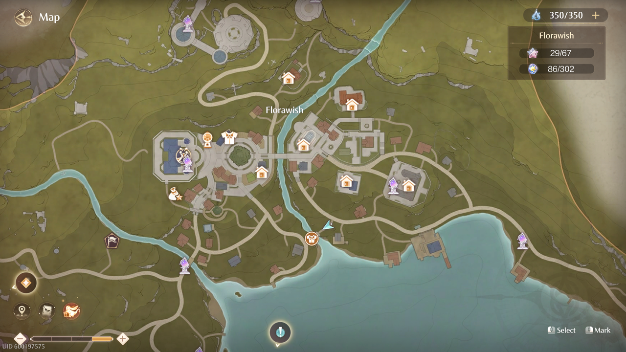 Infinity Nikki map - location of Loran hidden merchant in Florawish