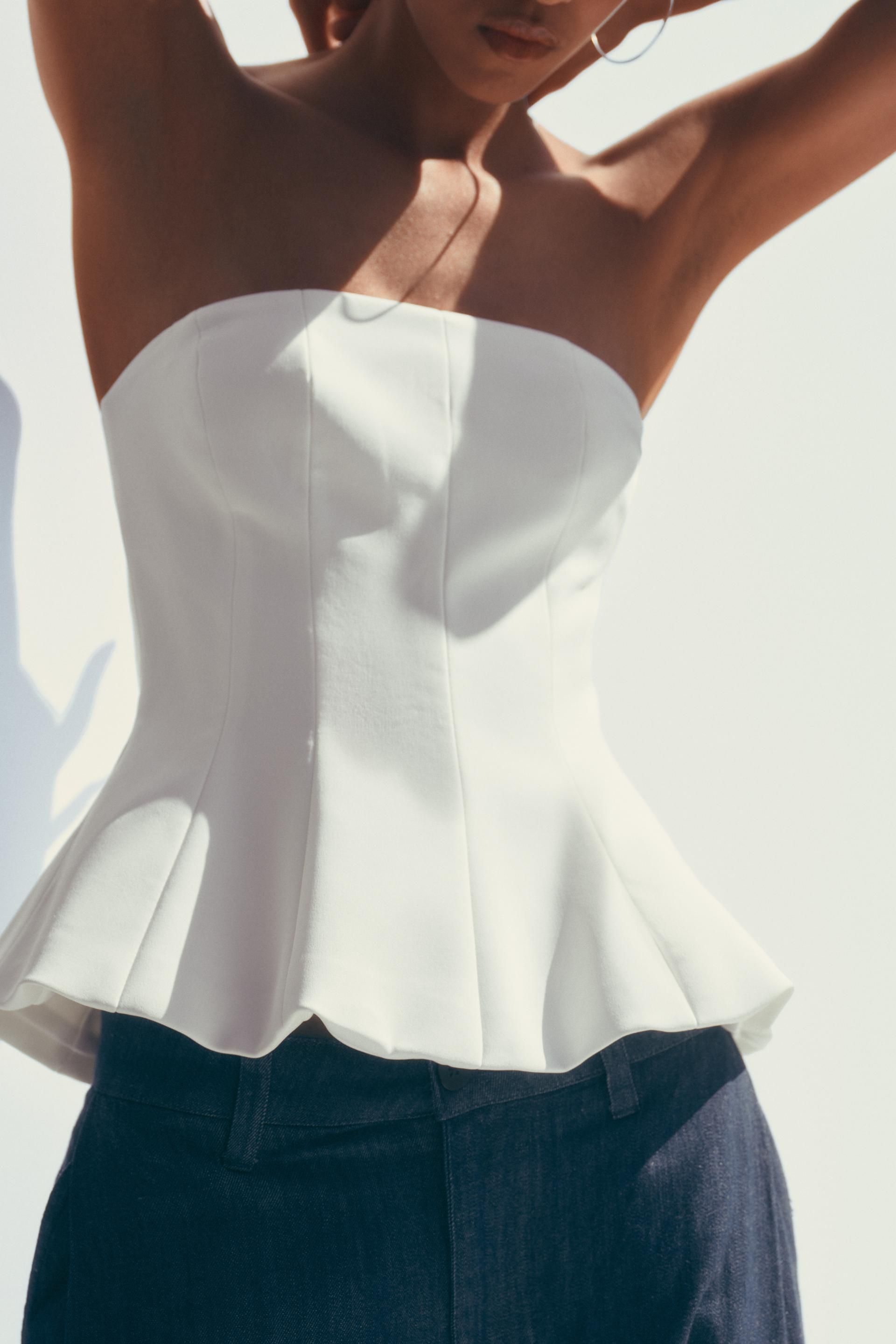 Strapless Peplum Top