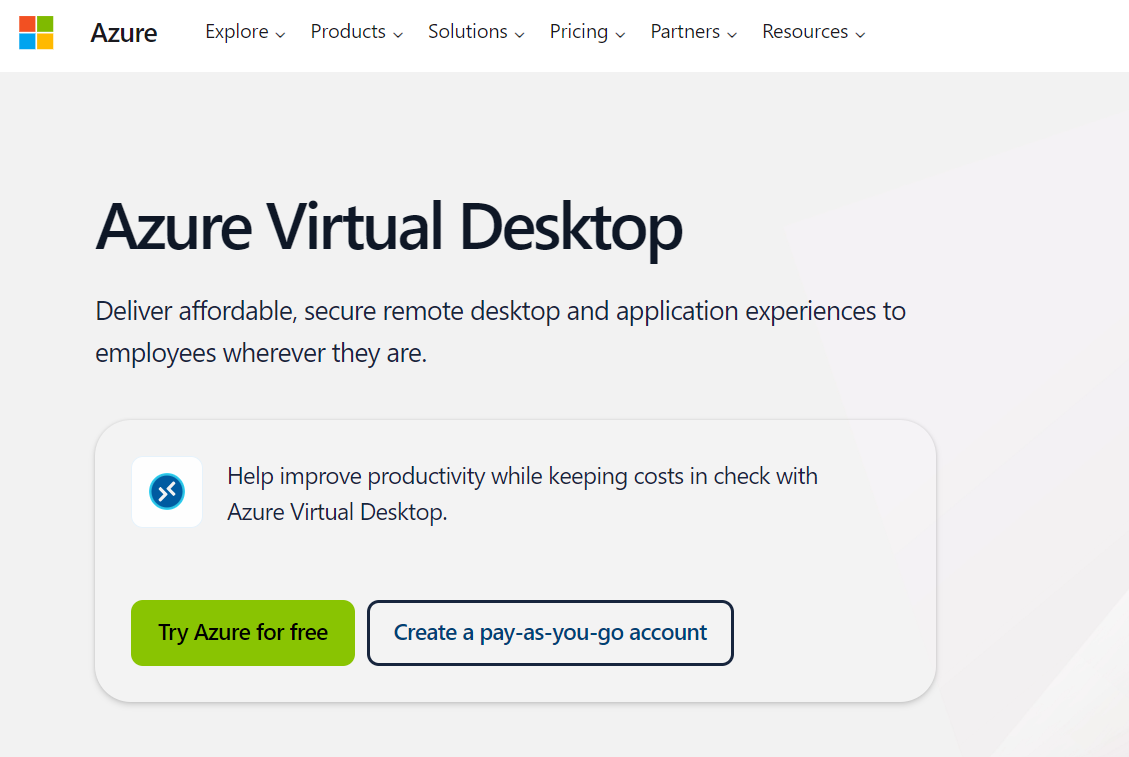 Azure virtual desktop