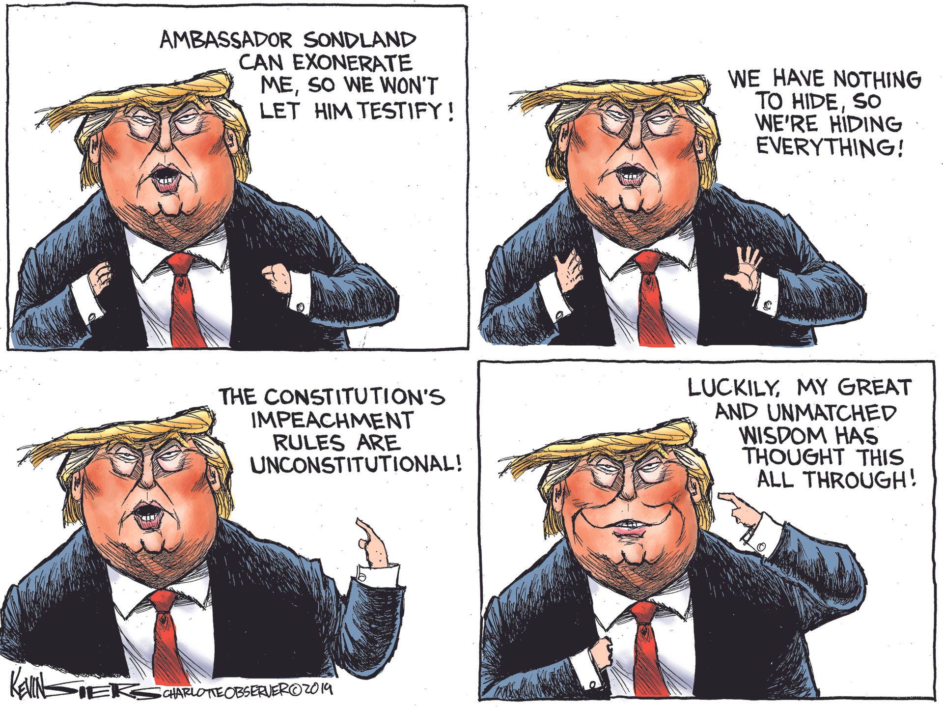 Political Cartoon U.S. Trump Wisdom Stonewalling Impeachment ...