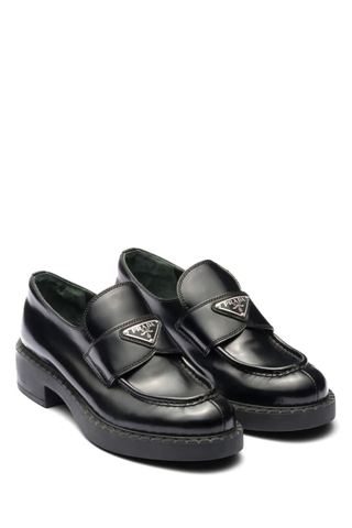 Best Loafers for Women 2024: Prada Brushed Leather Loafers 