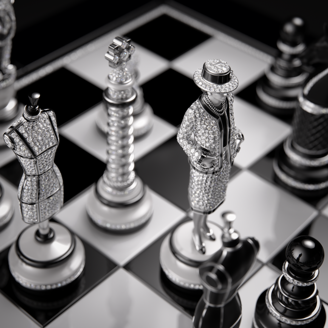 Chanel's one-off chess set hides two clocks and a lot of diamonds