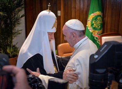 Pope Francis meets with Russian Orthodox leader in historic visit. 