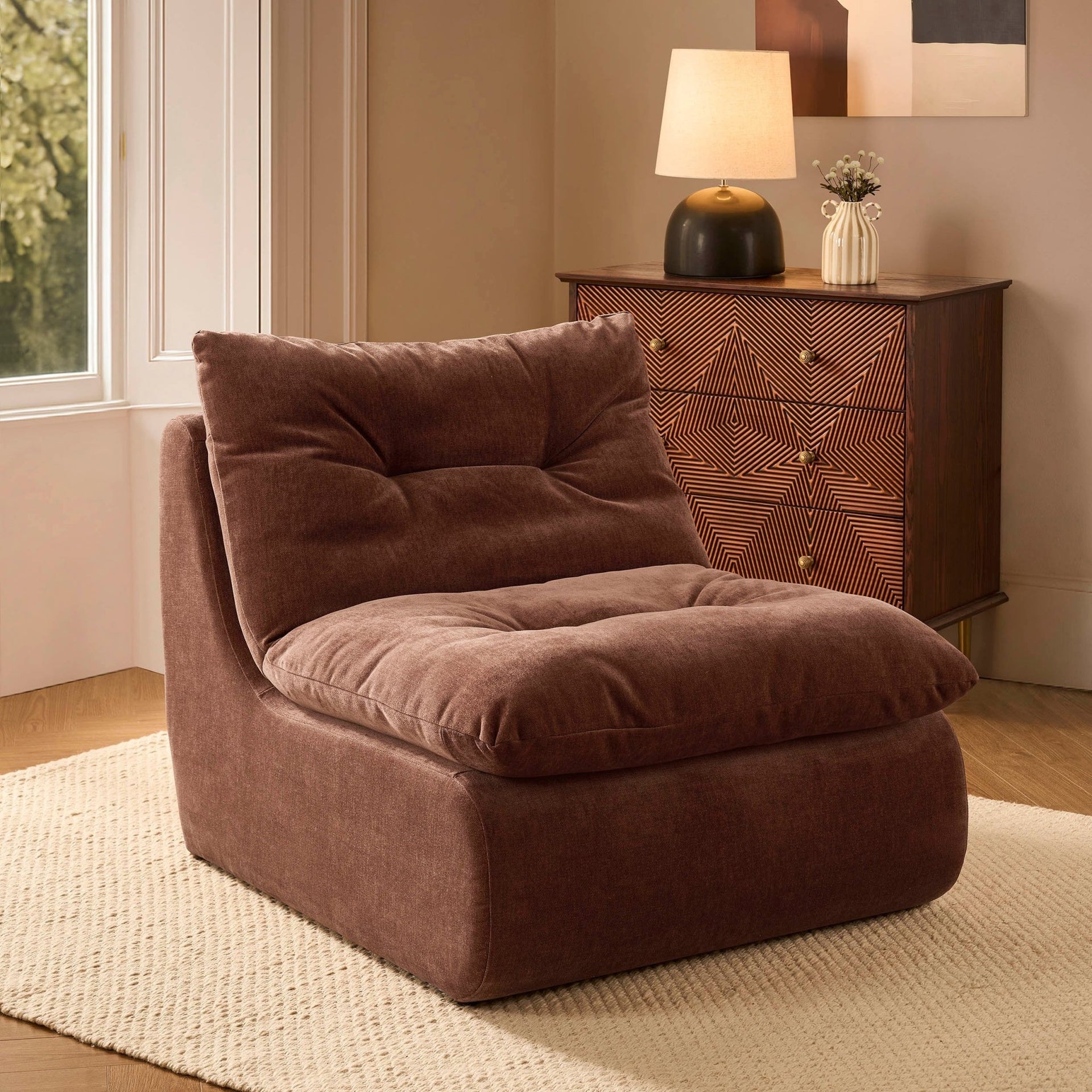 Immy Relaxed Accent Chair - Chenille Dark Rust