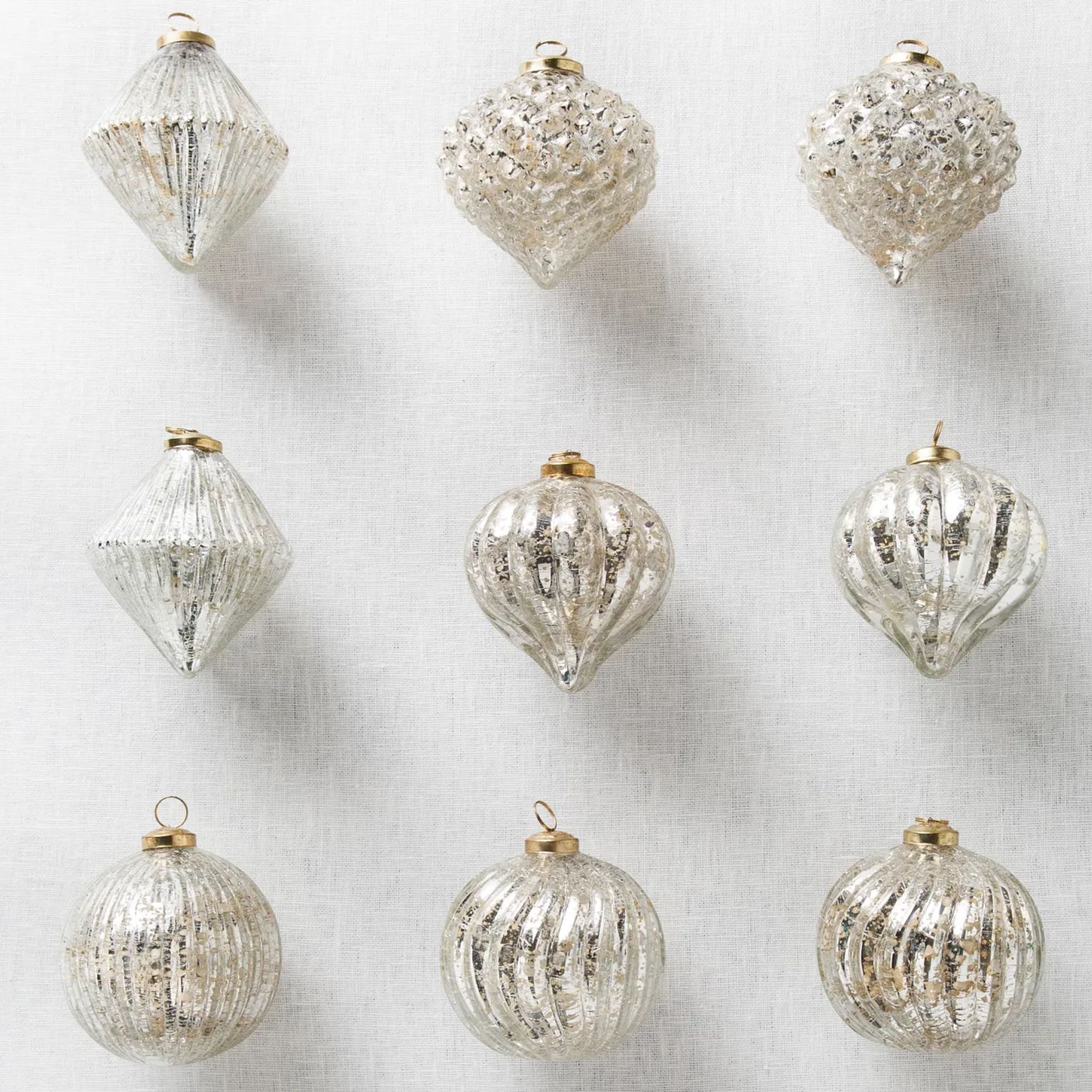 Silver textured Christmas ornaments