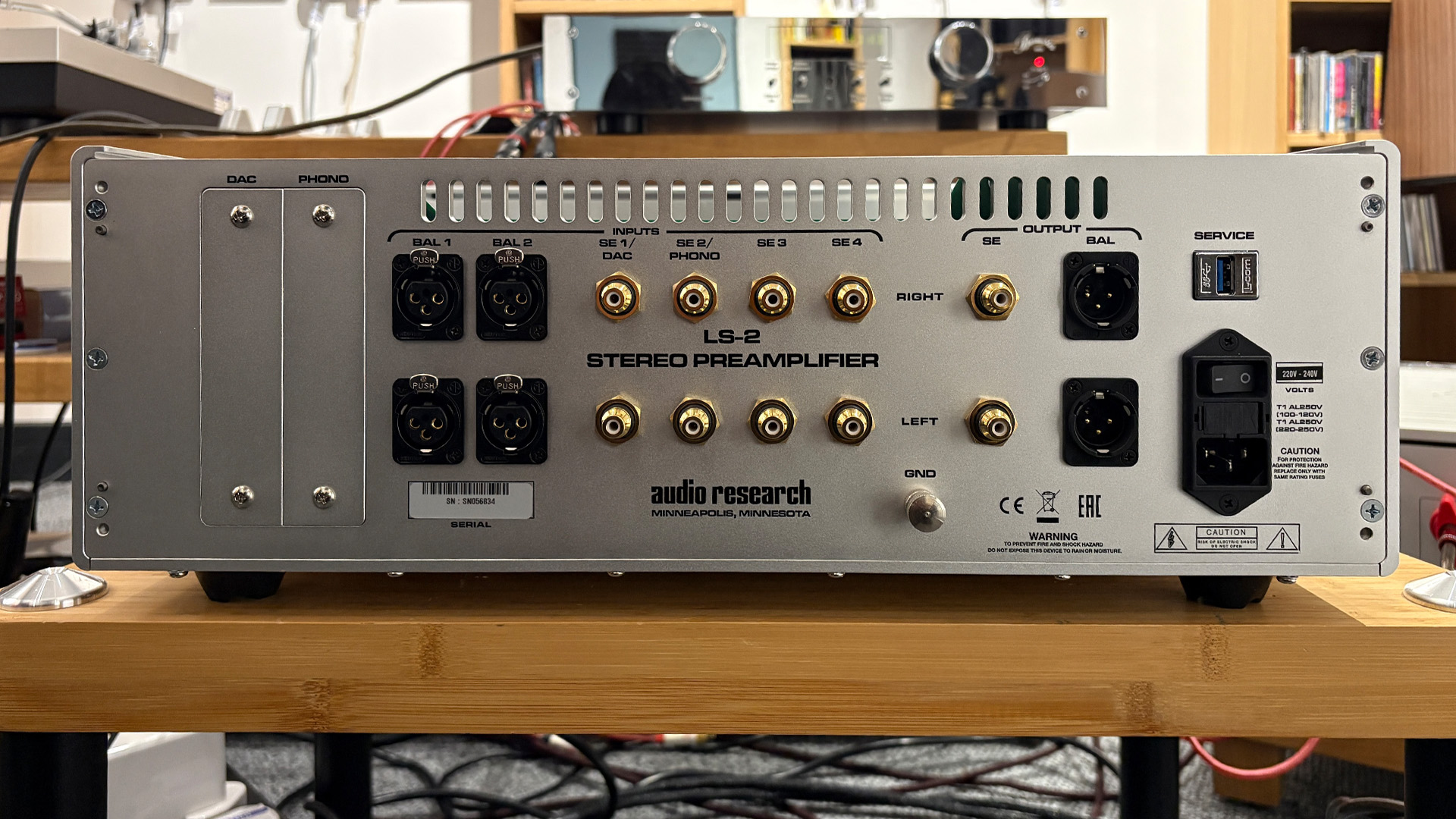 Audio Research LS-2 preamp, rear of unit showing connections