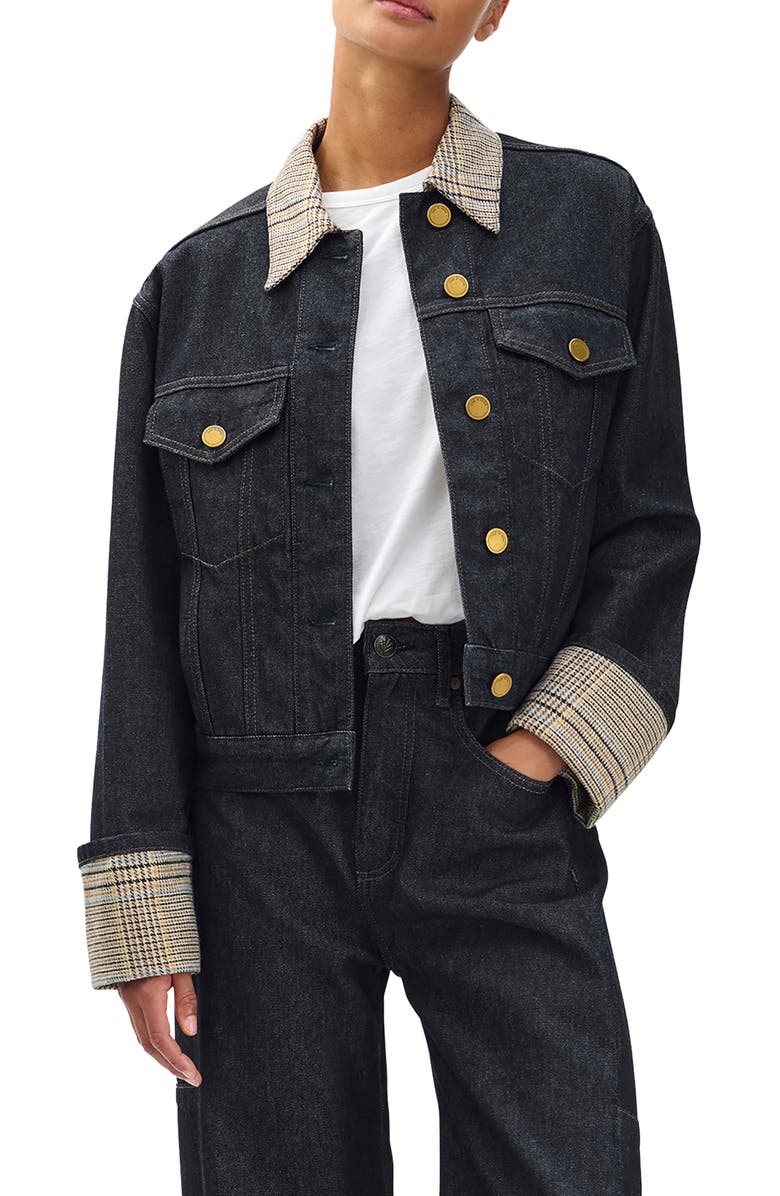 Harriet Contrast Print Denim Trucker Jacket